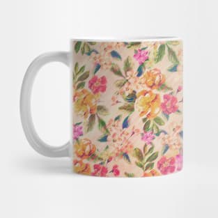 Golden Flitch (Digital Vintage Retro / Glitched Pastel Flowers - Floral design pattern) Mug